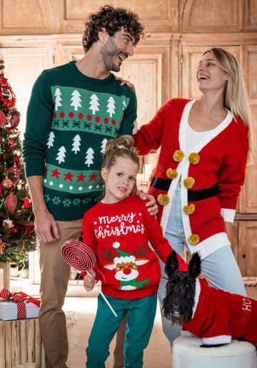 Pull De Noël Famille Assorti - Sweatshirt Renne Homme Femme Enfant - Col Rond Manches Longues