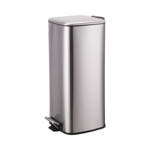 Poubelle p&eacute;dale gris m&eacute;tallis&eacute; 30L