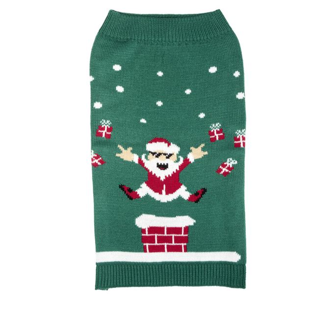 Pull de No&euml;l pour chien acrylique &agrave; motifs L46X25X1 cm TM (2 mod&egrave;les rouge ou vert)