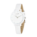 Montre &agrave; cadran rond bracelet blanc