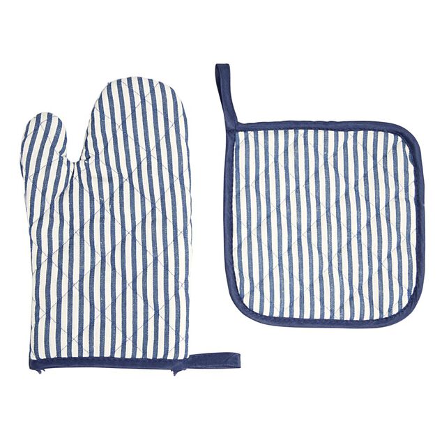 Gant de cuisine avec manique carrée en polycoton 18x28cm (2 modèles)