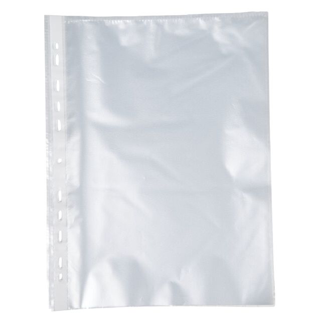 Pochette plastique perfor&eacute;e transparente A4 x100