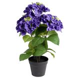 Pot fleur artificielle hortensia violet 5 tiges Ø34xH48cm