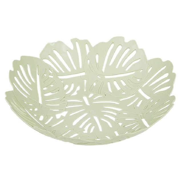 Corbeille &agrave; fruits design feuilles vert rose ou beige