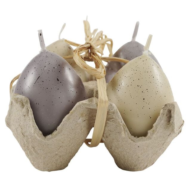 Bougie oeuf P&acirc;ques dans support &Oslash;4xH6cm x4