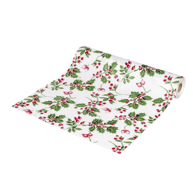 Chemin de table velours motif houx 28xL300cm