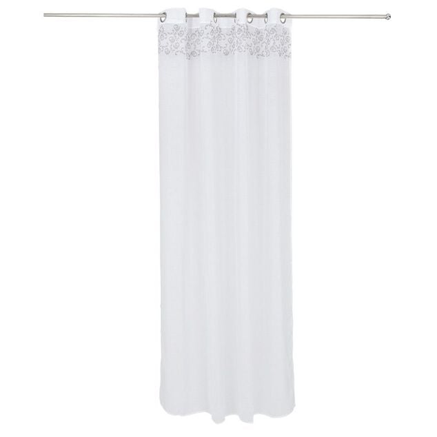 Voilage polyester 140x240cm imprim&eacute; gris et blanc