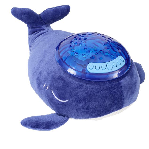Peluche projecteur veilleuse lumineuse baleine polyester bleu 26,5x25,5xH16cm