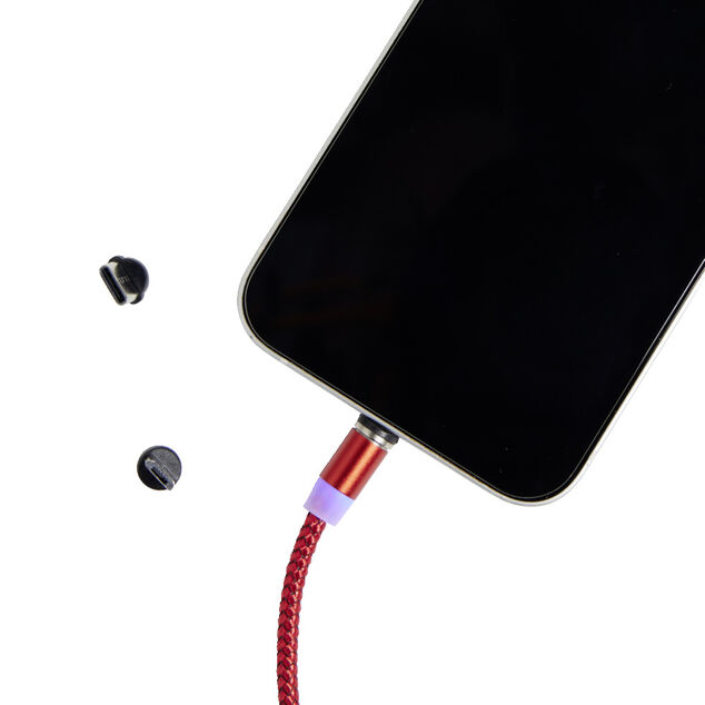 C&acirc;ble USB magn&eacute;tique 3en1 USB-C microUSB lightning 1m