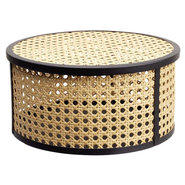 Boîte déco cannage rotin naturel noir Ø26 cm