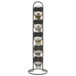 Tour &agrave; &eacute;pices en m&eacute;tal avec 5 pots en verre &Oslash;11xH39cm