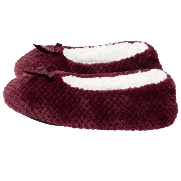 Chaussons ballerines fourr&eacute;s femme rouge bordeaux 40/41