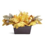 Jardini&egrave;re de fleurs artificielles th&egrave;me automne et champignon 25x40xH28cm
