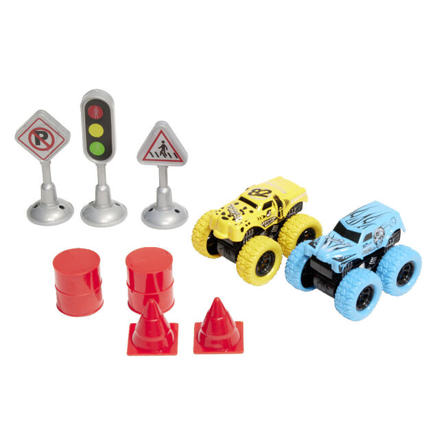 Ensemble quad x2 avec panneaux de signalisations x7