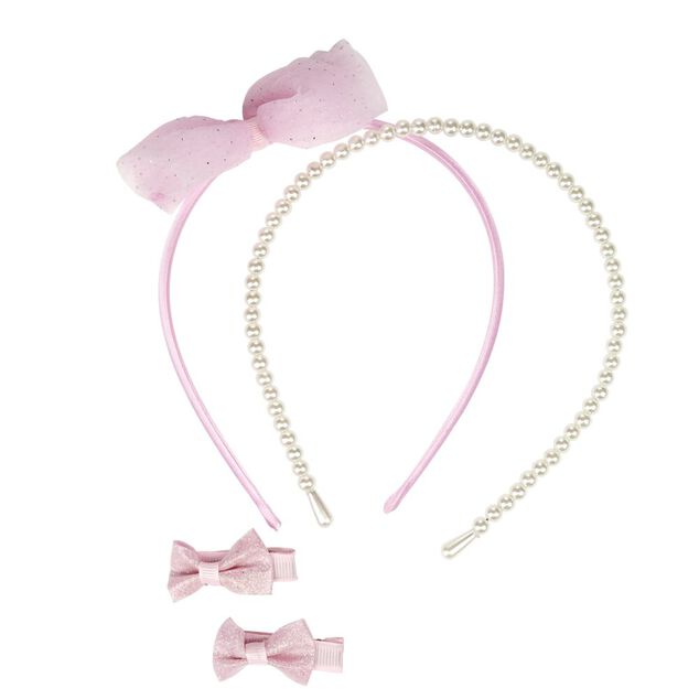 Accessoire cheveux fille x4 serres tête et barrettes noeuds (2 modèles)