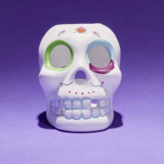 Cr&acirc;ne d&eacute;coration Halloween en dolomite style mexicain 7x8xH10cm
