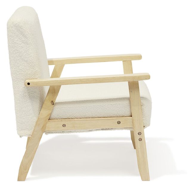 Fauteuil Jos&eacute;phine curly effet laine boucl&eacute;e blanc - L64xP70xH76 cm