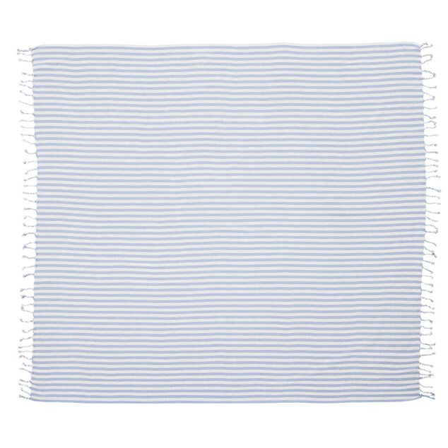 Fouta de plage 2 personnes rayures bayad&egrave;res 180x180cm (2 mod&egrave;les bleu ou beige)