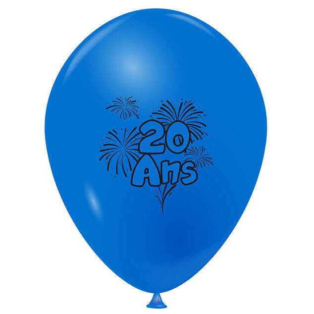 Ballon de baudruche anniversaire 20 ans multicolore x10