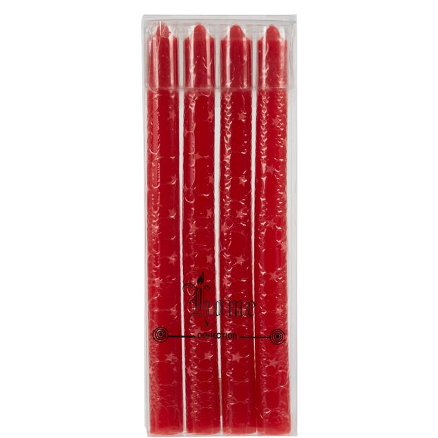 Bougie chandelle &eacute;toil&eacute;e x4 - 3 coloris