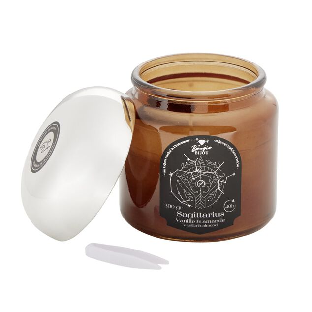 Bougie bijoux bracelet astrologie argenté verre parfumée Ø8xH10,5cm (12 modèles)