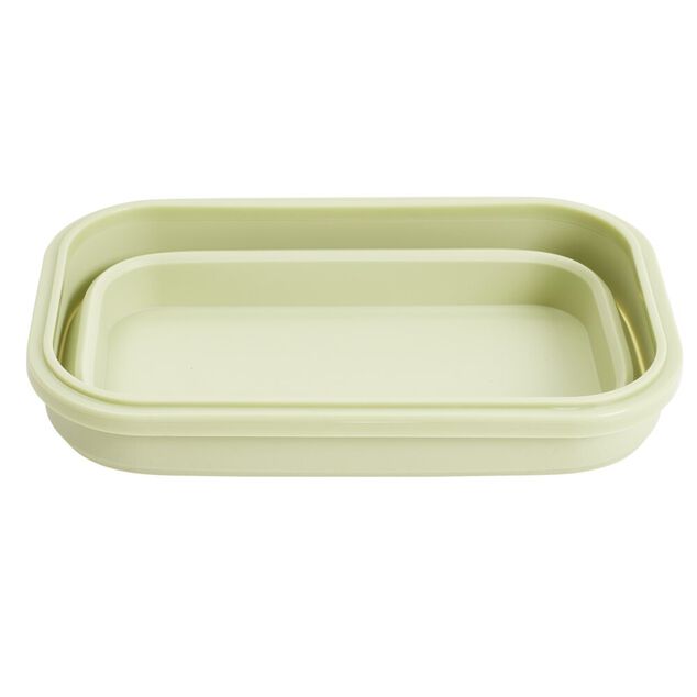 Lunch box r&eacute;tractable 1L avec 2 couverts plastique et silicone vert