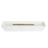 Bougie cire en céramique blanc effet flamme cheminée 30,5x10,5xH4,5cm