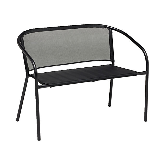 Banc de jardin Mac&eacute;o acier et textil&egrave;ne noir 103x58xH75cm