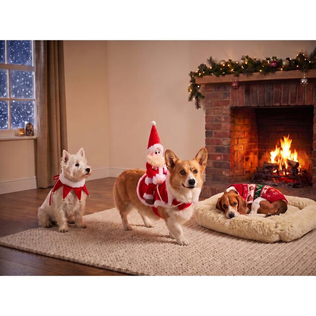 D&eacute;guisement chien P&egrave;re No&euml;l &agrave; califourchon - Taille M