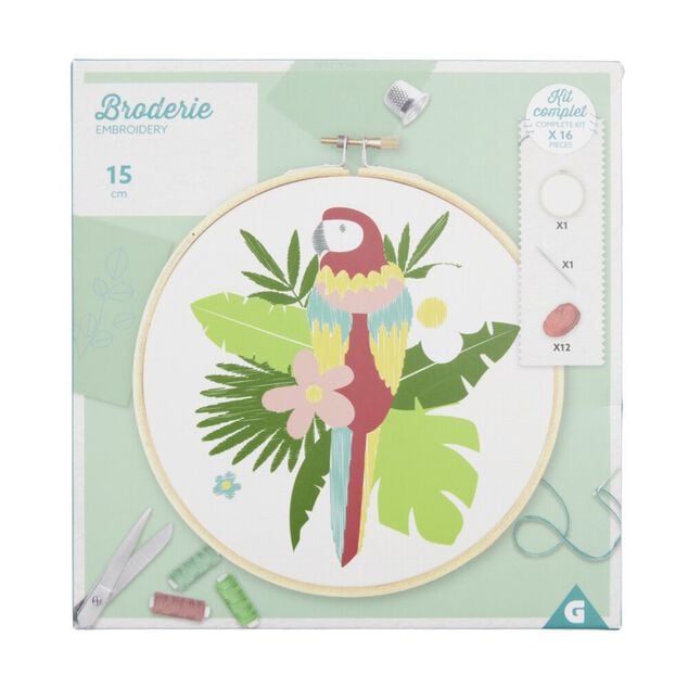 Kit de broderie au fil de coton avec support bois - 3 modèles