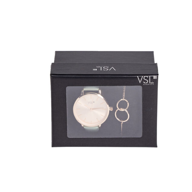 Ensemble montre et bracelet femme rose gold et vert pastel