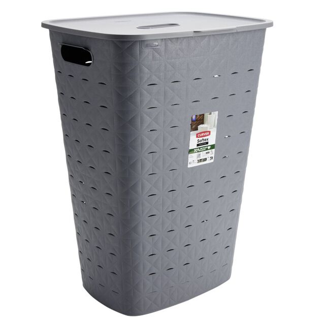 Coffre à linge plastique gris 56L 43,5x33,5xH60cm
