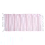 Fouta 100% coton ray&eacute;e rose et blanc 152x71cm