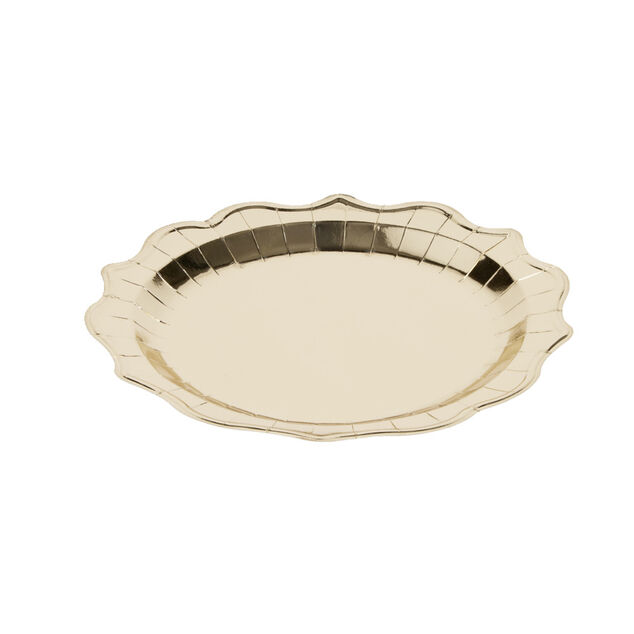 Plateau de pr&eacute;sentation rond x4 carton m&eacute;tallis&eacute; dor&eacute; &Oslash;26cm