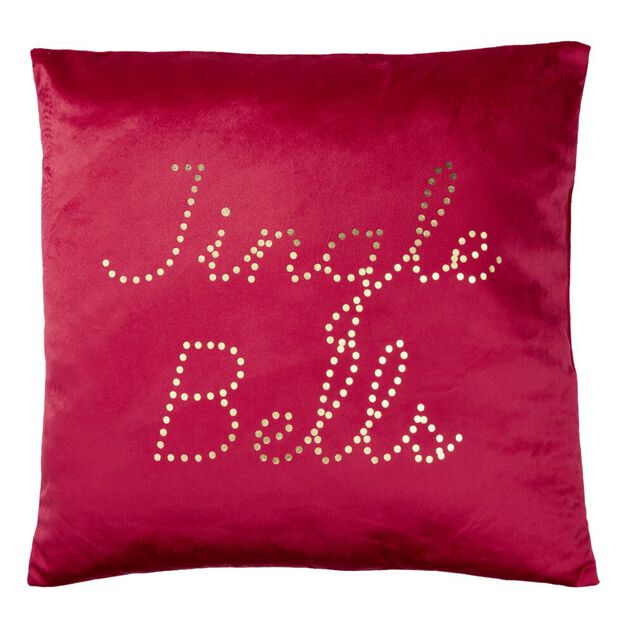 Coussin carr&eacute; imitation velours imprim&eacute; No&euml;l L45X45XH10 cm (2 mod&egrave;les rouge ou blanc)