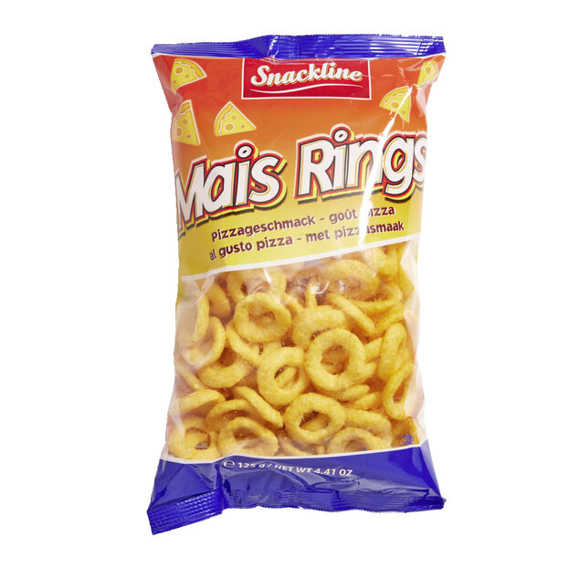 Snacks ma&iuml;s rings go&ucirc;t pizza 125gr