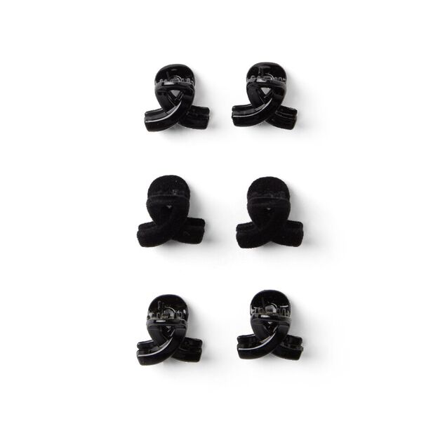 Lot de 6 pinces &agrave; cheveux effet nou&eacute; plastique noir brillant 2cm