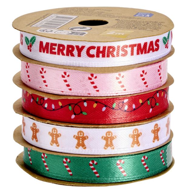 Ruban de No&euml;l x5 motifs Candy L200cm