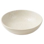Assiette creuse ronde arabesque c&eacute;ramique beige &Oslash;18,5cm