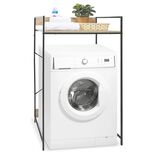 Meuble pour buanderie bois et acier noir 70xH115x60cm