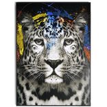 Cadre d&eacute;co en bois colorful photo gu&eacute;pard 50x70cm