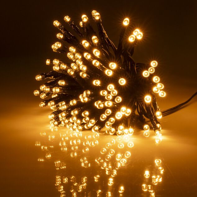 Guirlande de No&euml;l solaire lumineuse 120LED blanc chaud L890cm