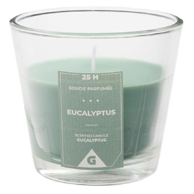 Bougie parfum&eacute;e dans verre senteur eucalyptus &Oslash;9xH8,3cm 25H
