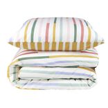 Parure de lit 1 personne 140x200cm coton graphique et fleuri (2 mod&egrave;les)