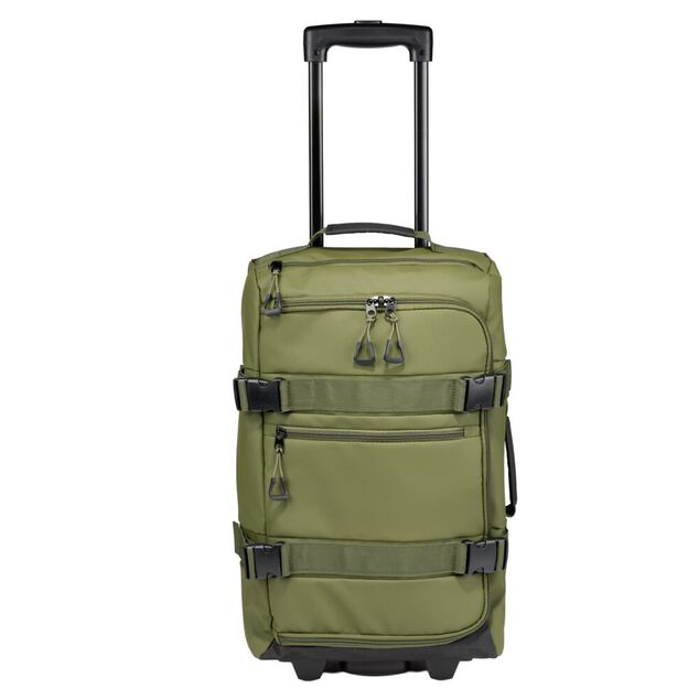Valise souple 32L taille cabine 2 roues textile vert kaki 30,5x21xH53cm