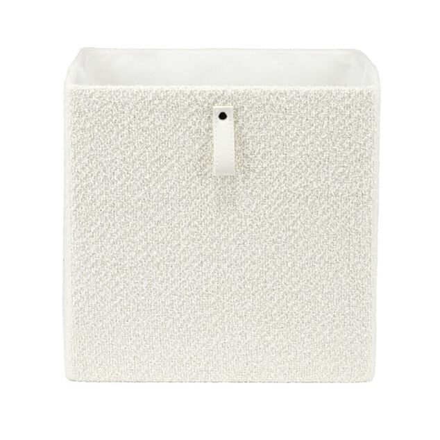 Panier de rangement 22L tissu bouclette blanc 30x30xH30cm