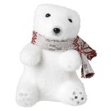 Ours blanc assis avec écharpe à poser