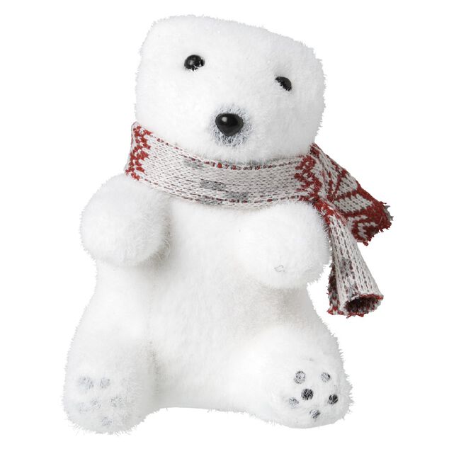 Ours blanc assis avec écharpe à poser