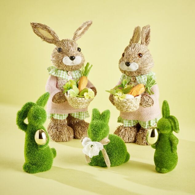 Figurine mousse lapin en gazon vert H6,5cm (3 mod&egrave;les)