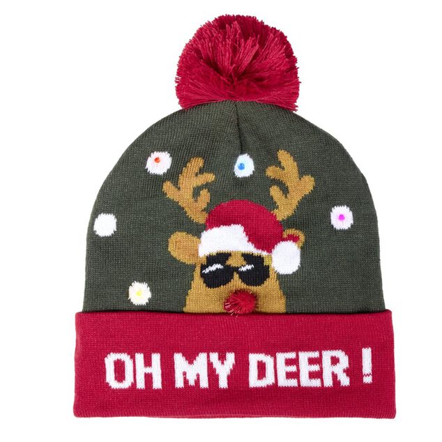 Bonnet lumineux pour adulte motif de No&euml;l (3 mod&egrave;les)